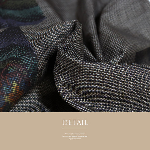 紬 リサイクル 身丈159.5cm 裄66.4cm 袷 短冊に華紋模様 ブラウン Mサイズ カジュアル お洒落 証紙 正絹 広衿 Sランク