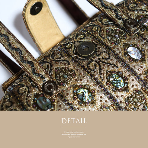 バッグ リサイクル ゴールド ビーズ Sランク アンティーク調