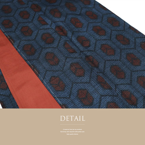 紬 リサイクル 身丈162cm 裄64.8cm 袷 結城紬 亀甲柄 ブルー Lサイズ カジュアル お洒落 証紙 しつけ糸 正絹 広衿 Aランク