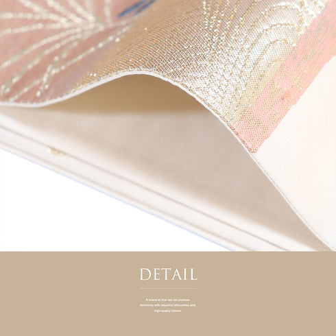 袋帯 リサイクル 帯丈428cm 六通 花柄 刺繍 箔 ベージュ Sサイズ 正絹 Sランク フォーマル セミフォーマル