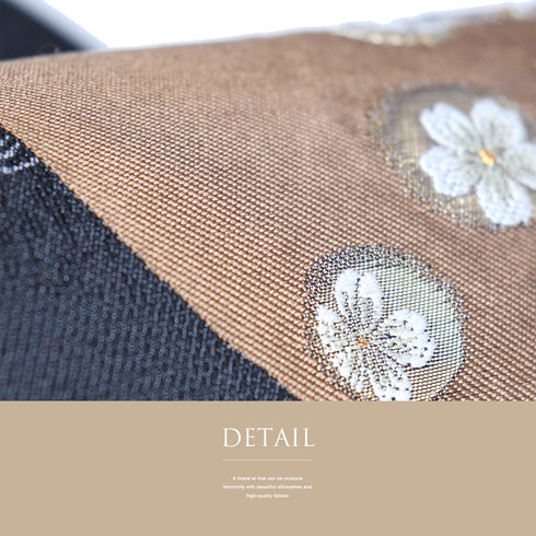 袋帯 リサイクル 帯丈450cm 六通 丸に波柄 千鳥柄 ブラック Lサイズ 正絹 Sランク フォーマル お洒落