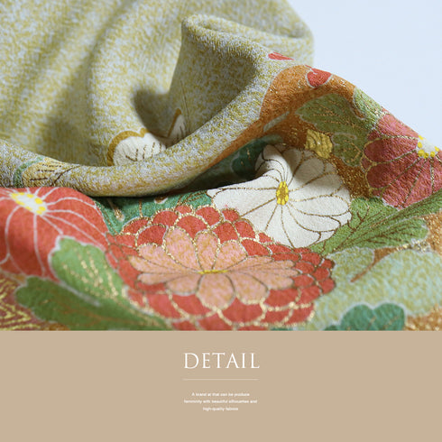 訪問着 リサイクル 身丈157cm 裄65.2cm 袷 松井清々 箔 松竹梅柄 グリーン Mサイズ セミフォーマル 落款 正絹 広衿 Sランク