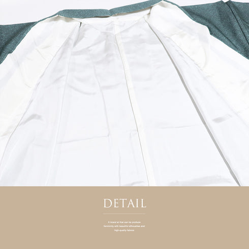 訪問着 リサイクル 身丈161.2cm 裄68.8cm 袷 風景柄 山柄 グリーン Lサイズ お洒落 セミフォーマル 正絹 広衿 Sランク