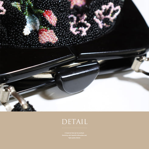 バッグ ブラック ビーズ Aランク ビーズバック 花柄