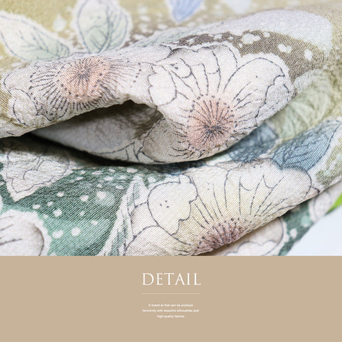 付下げ リサイクル 身丈164.2cm 裄69.2cm 袷 辻が花柄 絞り ゆったりサイズ グリーン Lサイズ お洒落 正絹 広衿 Sランク