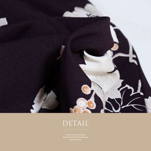 小紋 リサイクル 身丈157cm 裄64.4cm 袷 蔦に葡萄模様 HANAE MORI パープル Mサイズ お洒落 カジュアル ポリエステル 洗える着物 広衿 Sランク