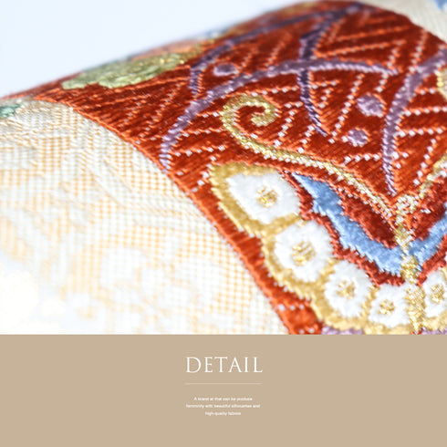 袋帯 リサイクル 帯丈444cm 六通 蝶や短冊に打ち出の小槌柄 刺繍 ベージュ Mサイズ 正絹 Sランク フォーマル セミフォーマル