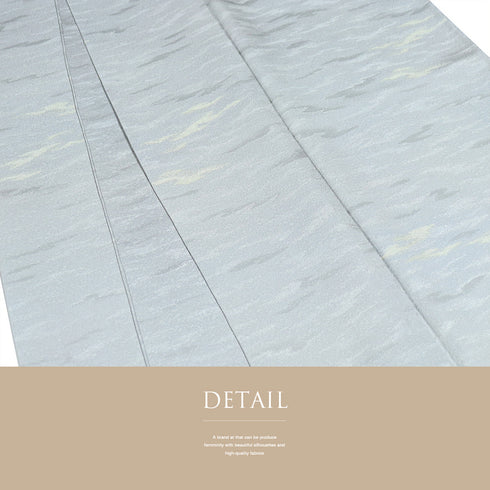 小紋 リサイクル 身丈157.5cm 裄63.2cm 袷 霞柄 ブルー Mサイズ セミフォーマル 落款 一つ紋 正絹 広衿 Sランク