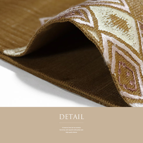 袋帯 リサイクル 帯丈450cm ポイント柄 夏物 抽象柄 ブラウン Lサイズ 正絹 新品・未使用品 お洒落 カジュアル