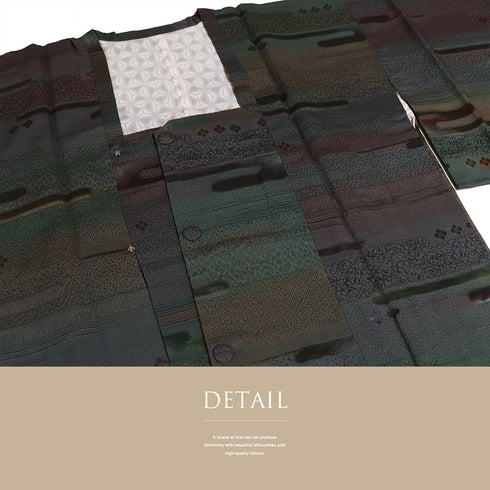 道行コート リサイクル 身丈88.5cm 裄65.2cm 袷 霞に花菱柄 地紋 多色 Mサイズ お洒落 正絹 Sランク