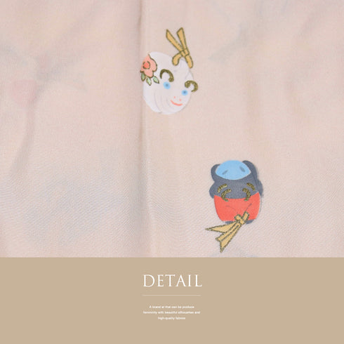 長襦袢 リサイクル 長襦袢 身丈122.5cm 裄64cm 袷 干支と鈴柄 箔 ピンク Sサイズ お洒落 正絹 袖無双 Aランク