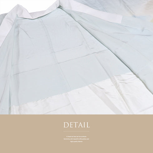 長襦袢 リサイクル 長襦袢 身丈120cm 裄66cm 袷 山柄 絵羽柄 後見頃居敷当て付き ブルー Mサイズ 正絹 袖無双 Aランク