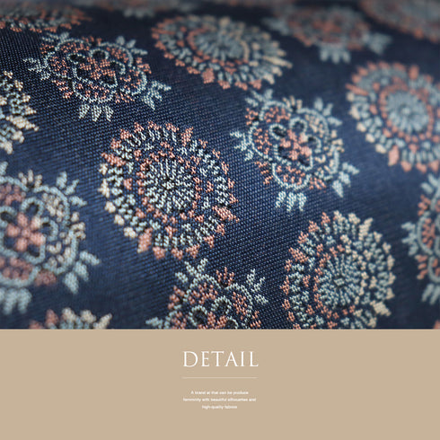 名古屋帯 リサイクル 帯丈352cm 全通 本場筑前 幾何学柄 ネイビー Sサイズ 正絹 Sランク お洒落