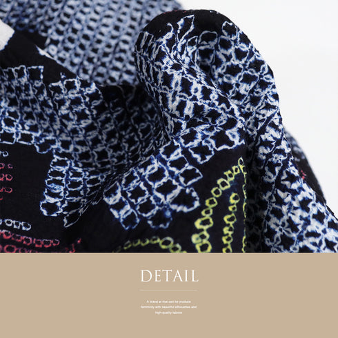 浴衣 リサイクル 夏着物 身丈150.5cm 裄63.2cm 夏物 絞り 花柄 ジュニアサイズ ネイビー Sサイズ カジュアル 木綿 洗える着物 バチ衿 Sランク