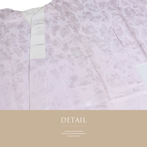 長襦袢 リサイクル 長襦袢 身丈119cm 裄65.6cm 袷 お茶や生花や手毬の地紋 ゆったりサイズ ピンク Mサイズ 正絹 Sランク