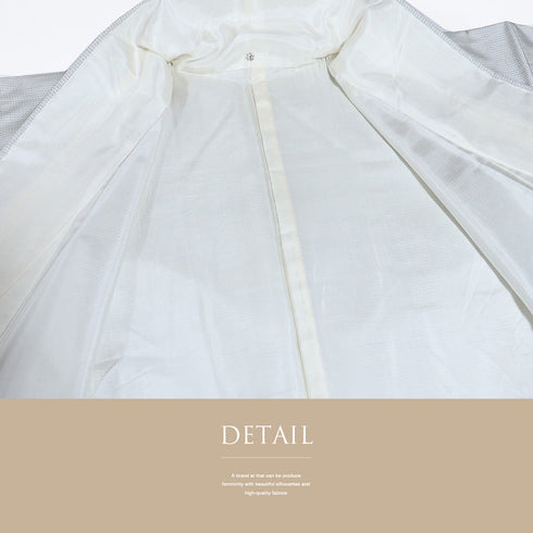 付下げ リサイクル 身丈167cm 裄63.2cm 袷 大島紬 遠山樹林風景柄 晃生 ホワイト LLサイズ お洒落 落款 正絹 広衿 Aランク