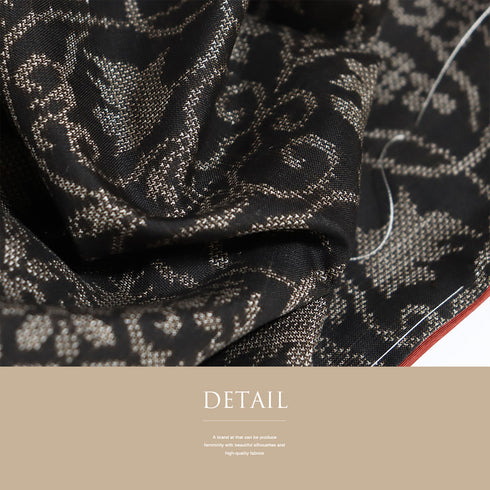 紬 リサイクル 身丈163cm 裄64.8cm 袷 葡萄唐草柄 ブラウン Lサイズ お洒落 カジュアル しつけ糸 正絹 広衿 Sランク