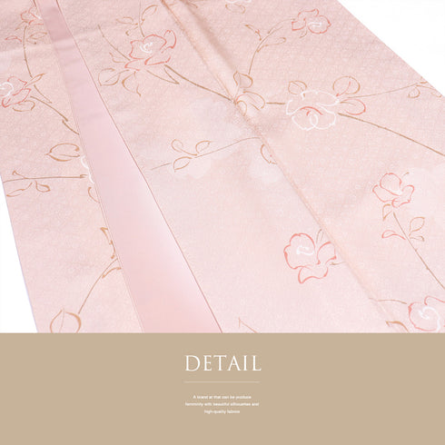 小紋 リサイクル 身丈161cm 裄67.2cm 袷 さくらぼかし柄 花枝柄 パールトーン加工 ピンク Lサイズ お洒落 カジュアル 正絹 広衿 Sランク