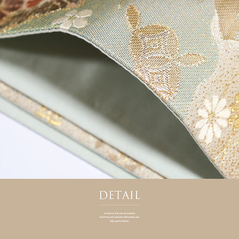 袋帯 リサイクル 帯丈436cm 六通 道長扇面小袖文 ゴールド Mサイズ 正絹 Sランク フォーマル セミフォーマル