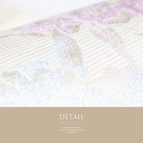 袋帯 リサイクル 帯丈430cm 六通 花柄 ベージュ Sサイズ 正絹 Aランク お洒落 カジュアル