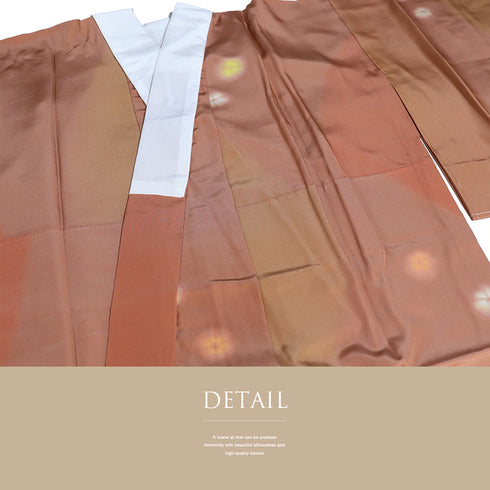 長襦袢 リサイクル 長襦袢 身丈122.5cm 裄64.4cm 袷 ぼかし 花柄 オレンジ Sサイズ お洒落 しつけ糸 正絹 袖無双 Sランク