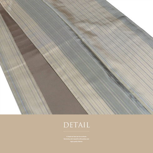 大島紬 リサイクル 身丈160cm 裄65.4cm 袷 縞格子柄 ベージュ Mサイズ お洒落 カジュアル 証紙 正絹 バチ衿 Sランク