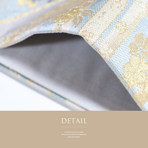 袋帯 リサイクル 帯丈444cm 六通 地紙に花柄 花草文 グレー Mサイズ 正絹 Sランク フォーマル セミフォーマル