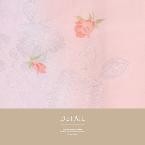 長襦袢 リサイクル 長襦袢 身丈131cm 裄62.6cm 袷 薔薇柄 地紋 ぼかし 居敷当て付き ピンク Sサイズ お洒落 正絹 Sランク