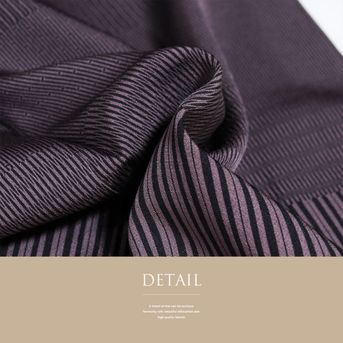 小紋 リサイクル 身丈157.5cm 裄66.8cm 袷 横段柄 パープル Mサイズ お洒落 しつけ糸 正絹 広衿 Bランク