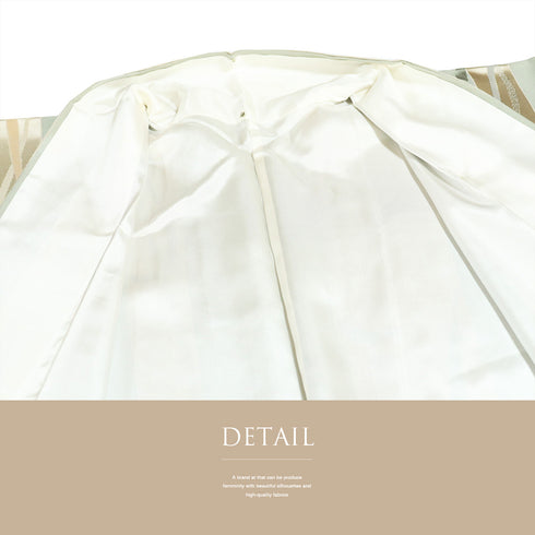 小紋 リサイクル 身丈166.2cm 裄69.8cm 袷 デザイン彩色模様 地紋 グリーン LLサイズ お洒落 カジュアル 正絹 広衿 Sランク