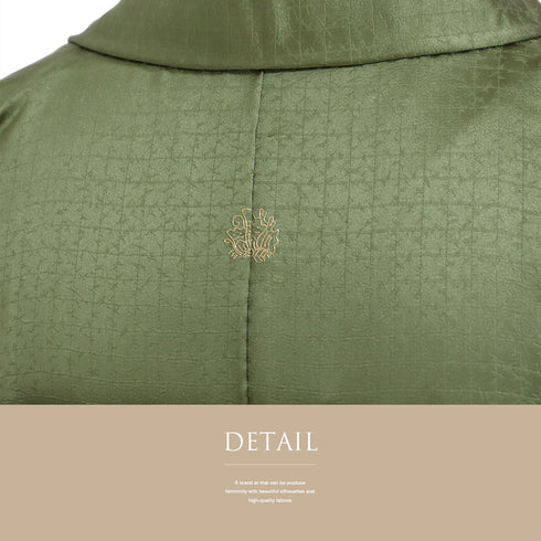 訪問着 リサイクル 身丈162cm 裄64.8cm 袷 雪輪柄 花柄 金彩加工 汕頭刺繍 地紋あり グリーン Lサイズ フォーマル セミフォーマル 一つ紋 正絹 広衿 Sランク