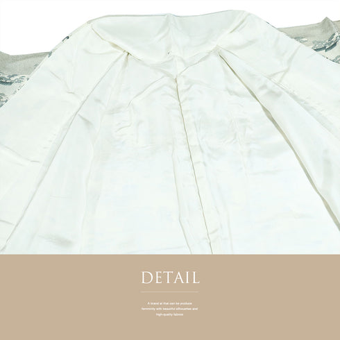 付下げ リサイクル 身丈158.2cm 裄67.6cm 袷 祭礼柄 グレー Mサイズ お洒落 正絹 広衿 Sランク