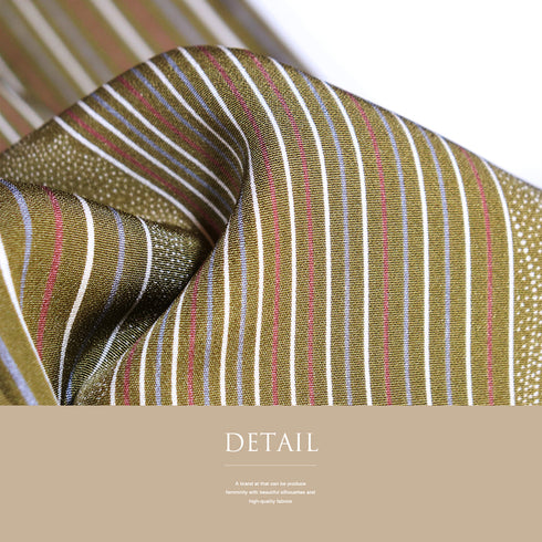 小紋 リサイクル 身丈169.5cm 裄64.4cm 袷 デザイン縞柄 ブラウン LLサイズ お洒落 しつけ糸 正絹 広衿 Sランク