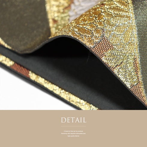 袋帯 リサイクル 帯丈434cm 六通 器物文様に菊柄 ゴールド Sサイズ 正絹 Sランク フォーマル セミフォーマル