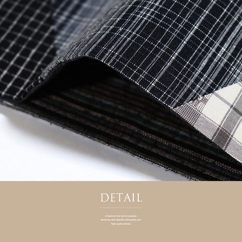 袋帯 リサイクル 帯丈442cm 全通 リバーシブル 菱形つなぎ柄 パッチワーク ストライプ ブラック Mサイズ 正絹 新品・未使用品 カジュアル