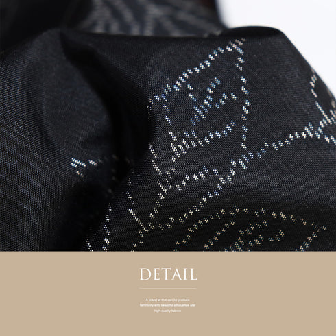 大島紬 リサイクル 身丈158.7cm 裄64.8cm 袷 鳥や葉枝柄 ブラック Mサイズ カジュアル お洒落 しつけ糸 正絹 広衿 Sランク