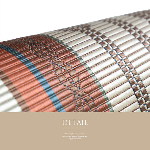 名古屋帯 リサイクル 帯丈353cm 六通 変わりストライプ柄 ベージュ Sサイズ 正絹 新品・未使用品 カジュアル お洒落