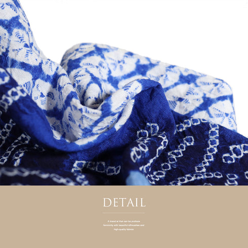 浴衣 リサイクル 夏着物 身丈150.5cm 裄63.5cm 夏物 絞り 花柄 ジュニアサイズ ネイビー Sサイズ カジュアル 木綿 洗える着物 バチ衿 Aランク