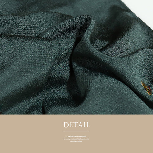 小紋 リサイクル 身丈152.8cm 裄62cm 袷 鳥柄 刺繍 グリーン Sサイズ お洒落 カジュアル 正絹 広衿 Sランク