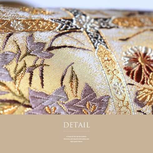 袋帯 リサイクル 帯丈452cm 六通 格天井柄 刺繍 ゴールド Lサイズ 正絹 新品・未使用品 フォーマル セミフォーマル