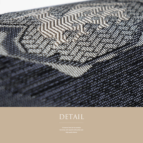 京袋帯 リサイクル 帯丈364cm 六通 兎や鹿柄 地紋 ブラック Mサイズ 正絹 Sランク お洒落 カジュアル