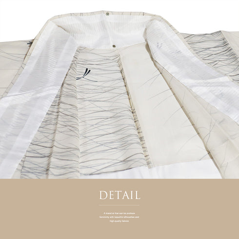 小紋 リサイクル 夏着物 身丈153cm 裄64.8cm 夏物 芝模様 とんぼ柄 雪輪 ミシン仕立て 後身頃居敷当て付き ベージュ Sサイズ カジュアル お洒落 ポリエステル 洗える着物 広衿 Sランク