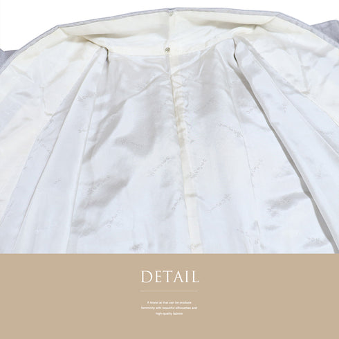 付下げ リサイクル 身丈163.2cm 裄64.7cm 袷 汕頭刺繍 大島紬 グレー Lサイズ お洒落 証紙 正絹 広衿 Sランク