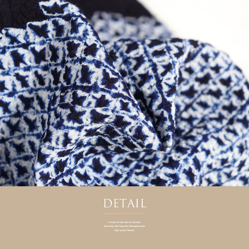 浴衣 リサイクル 夏着物 身丈156cm 裄64cm 夏物 絞り 花柄 ネイビー Mサイズ カジュアル お洒落 木綿 洗える着物 バチ衿 Aランク