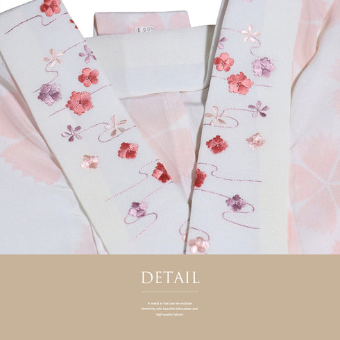 長襦袢 リサイクル 洗える長襦袢 身丈134.5cm 裄65.2cm 袷 撫子柄 ピンク Mサイズ お洒落 ポリエステル 洗える着物 袖無双 Aランク