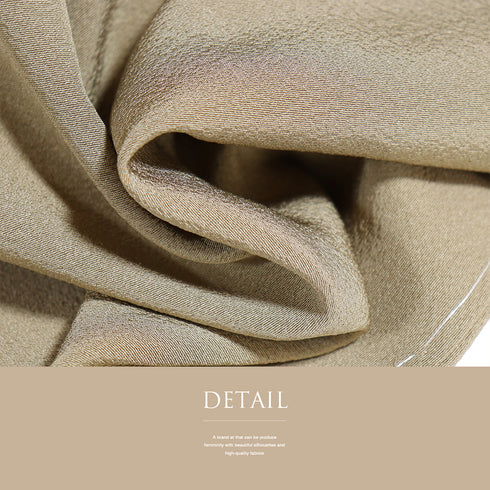 色無地 リサイクル 身丈167cm 裄66.4cm 袷 ブラウン LLサイズ セミフォーマル 一つ紋 しつけ糸 正絹 広衿 地紋なし 新品・未使用品