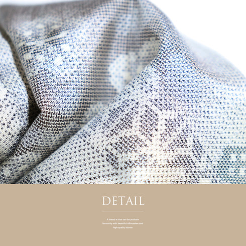 紬 リサイクル 身丈161.3cm 裄65.6cm 袷 地紙に松や花柄 麻の葉柄 グレー Lサイズ カジュアル しつけ糸 正絹 広衿 Sランク