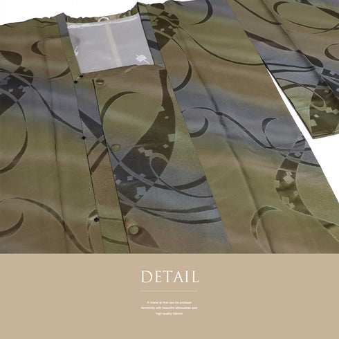 道行コート リサイクル 身丈105.7cm 裄64.8cm 袷 ロング丈 地紋 斜めぼかし柄 多色 Mサイズ カジュアル しつけ糸 正絹 Sランク