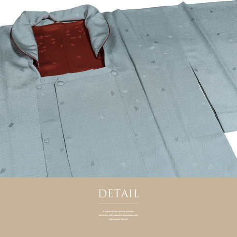 道行コート リサイクル 身丈100.5cm 裄66cm 袷 花びらの地紋 ブルー Mサイズ カジュアル お洒落 正絹 Sランク