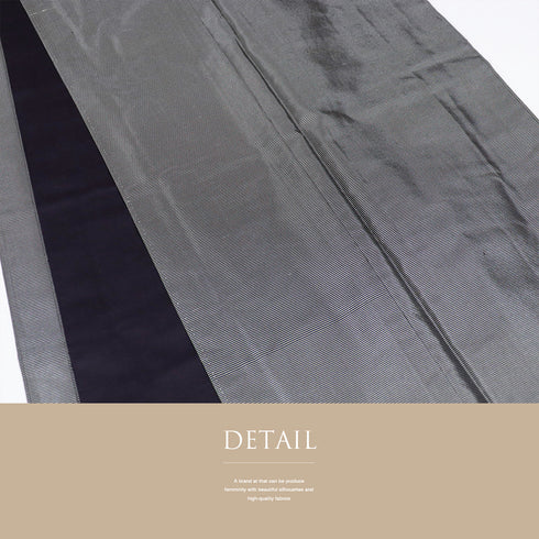 アンサンブル 男物 リサイクル 身丈148cm 裄68.6cm 羽織丈96cm 袷 細横縞柄 グレー Mサイズ お洒落 カジュアル しつけ糸 不明 棒衿 Sランク